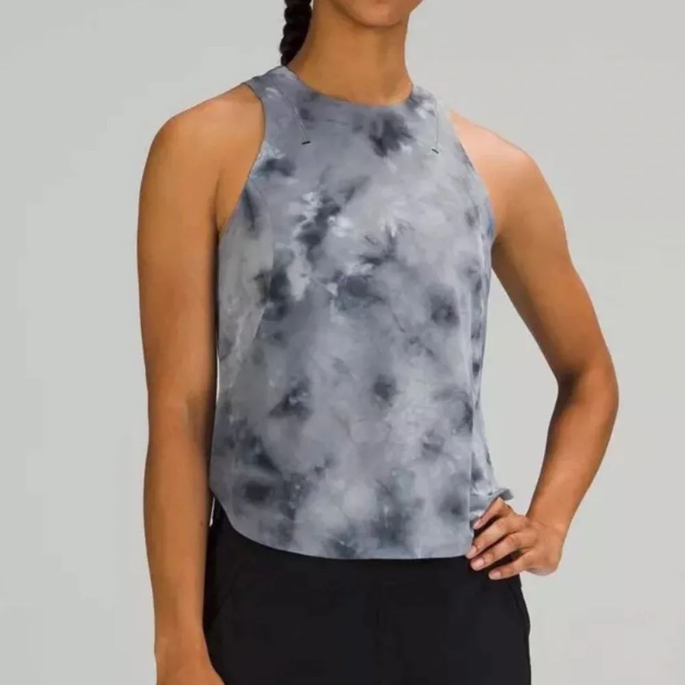 LULULEMON LIGHTWEIGHT RUN KIT TANK DIAMOND DYE WHITE BLACK
